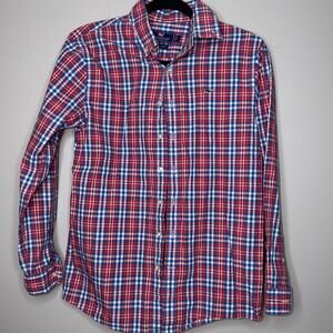 Vineyard Vines Whale Shirt Mens Size Large Blue Red Plaid Long Sleeve Button Up